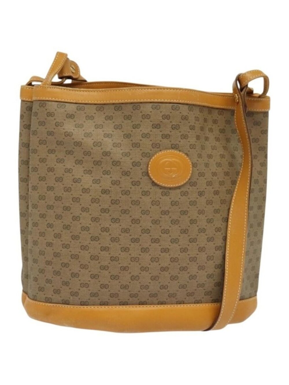 Authentic GUCCI Micro GG Supreme Shoulder Bag PVC Beige Gold 001 14 0934